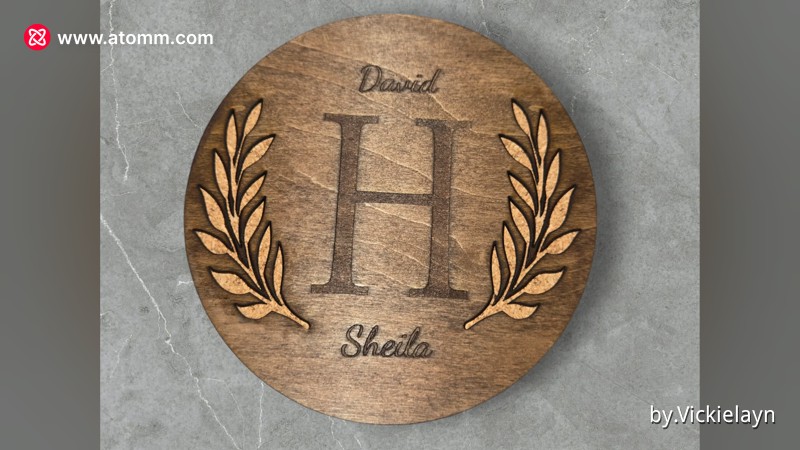 Wooden coaster with monogram - monogram coaster design