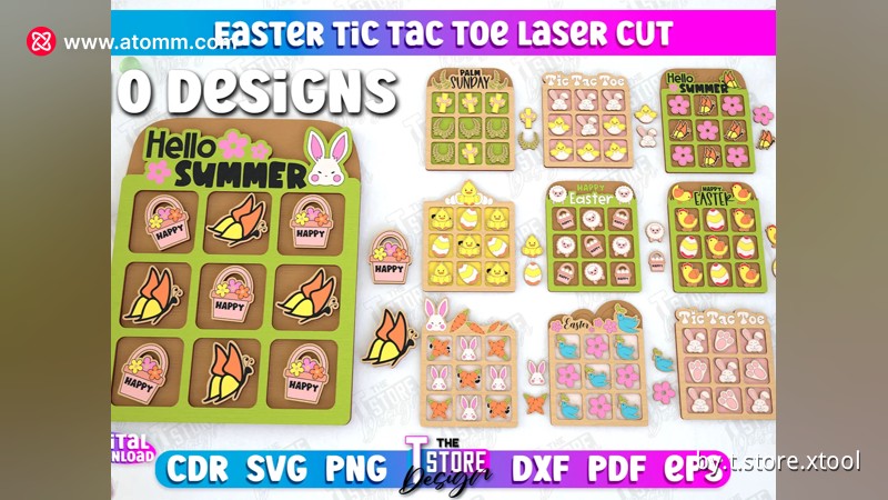 Easter Tic Tac Toe Laser Cut Bundle, Happy Easter Board Game SVG ...
