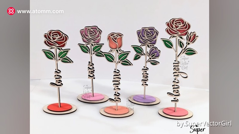 Rose with Name and Stand - Ready to Use Files - Atomm