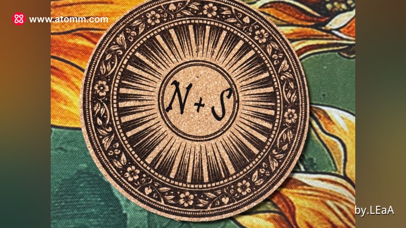 Slate Coaster - Sunburst” –customized Vintage Floral Monogram Cork Coaster - monogram coaster design