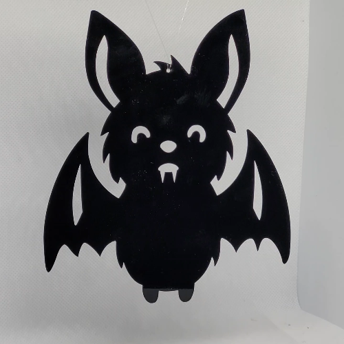 [Laser cut and engrave,Blade cut] Laser Cut Halloween Bat Ornament with Full Moon Background