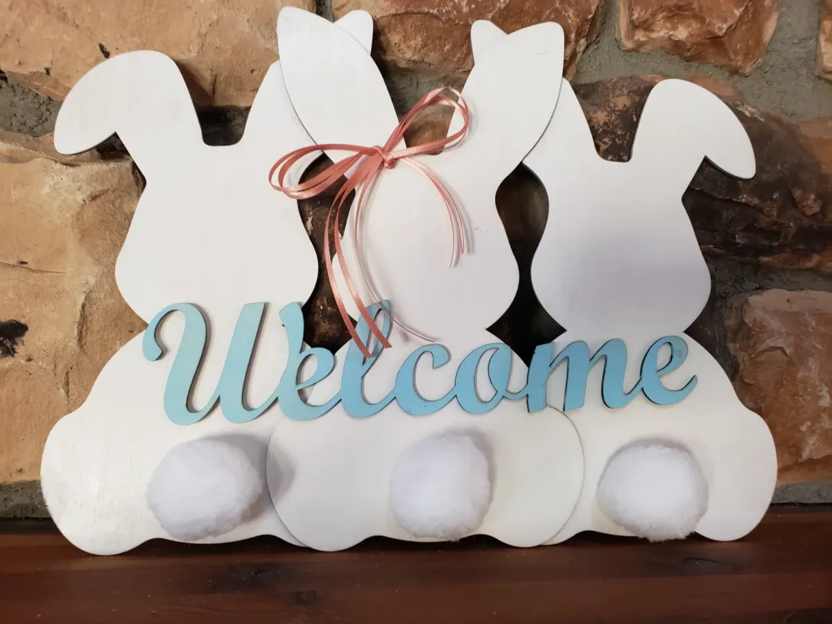 Panneau de bienvenue Bunny Tails modèle de panneau de bienvenue