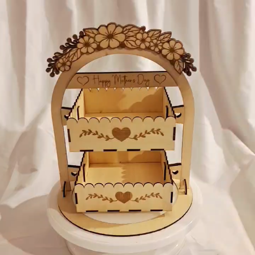 [Laser cut and engrave] Présentoir à étages pour chocolats avec inscription Fête des Mères