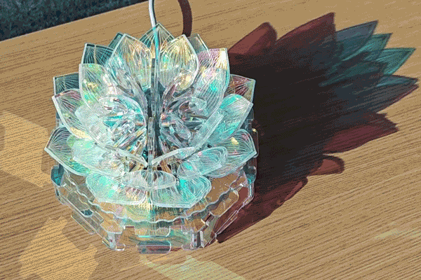 [Laser cut and engrave] Colorful Lotus Music Lamp（Full acrylic version）