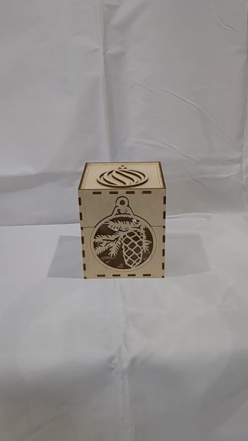 [Laser cut and engrave] Christmas Gift Box Ball Laser Cut Design, SVG DXF Vector Template, Greeting XMAS Decor