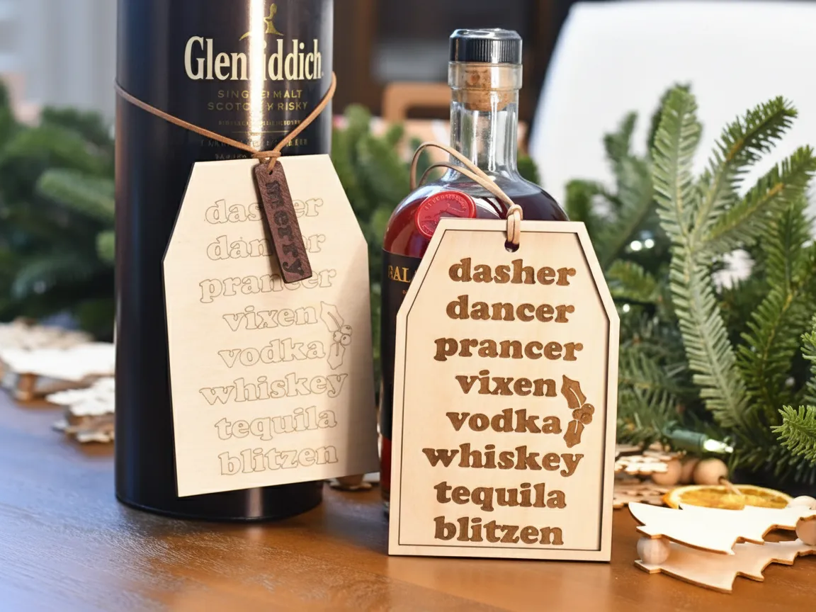 Drinking Reindeer Gift Tag free Christmas SVG laser cut design