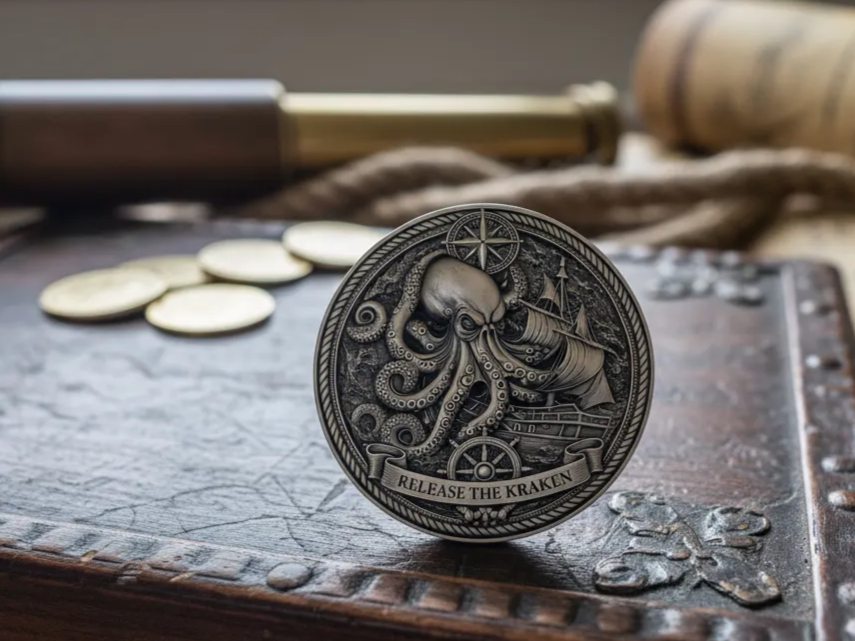 Release the Kraken Nautical Theme Commemorative Coin or Coaster paper coasters idea