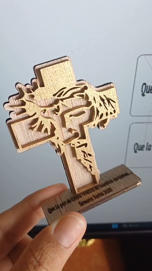 [Laser cut and engrave] Wooden easter cross decoration