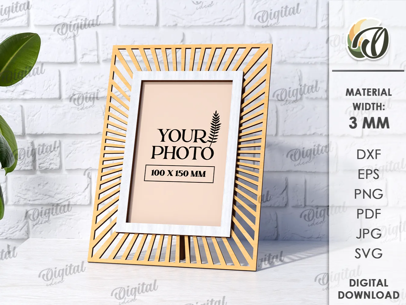 Boho wooden photo frame with display stand