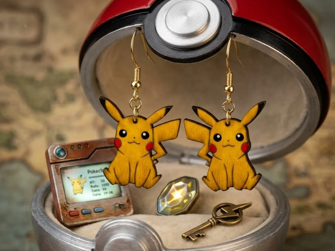 Pokémon Pikachu Wooden Earrings gift for her design