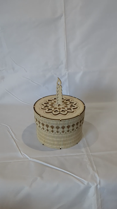 [Laser cut and engrave] Gift Box Cake, Vector Design for Laser Cut Machines. Laser Cutting Template, Birthday Gift, Cake Candle Greeting