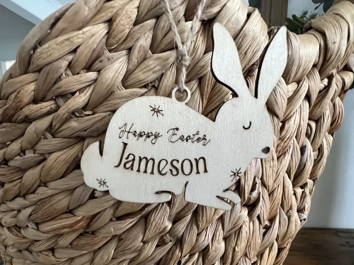 Custom Easter Bunny Tag wood keychain idea