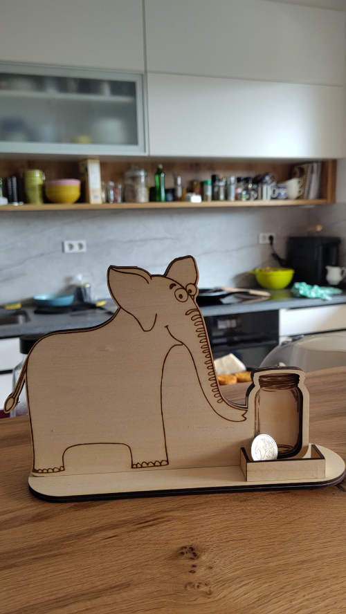 [Laser cut and engrave] Füttere den Elefanten - Spardose - Geldbahn - Spielbahn