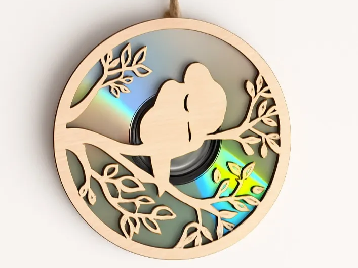 Attrape-soleil oiseaux amoureux découpé au laser | décoration en bois pour fenêtre ou jardin sur CD - modèle de décoration de jardin