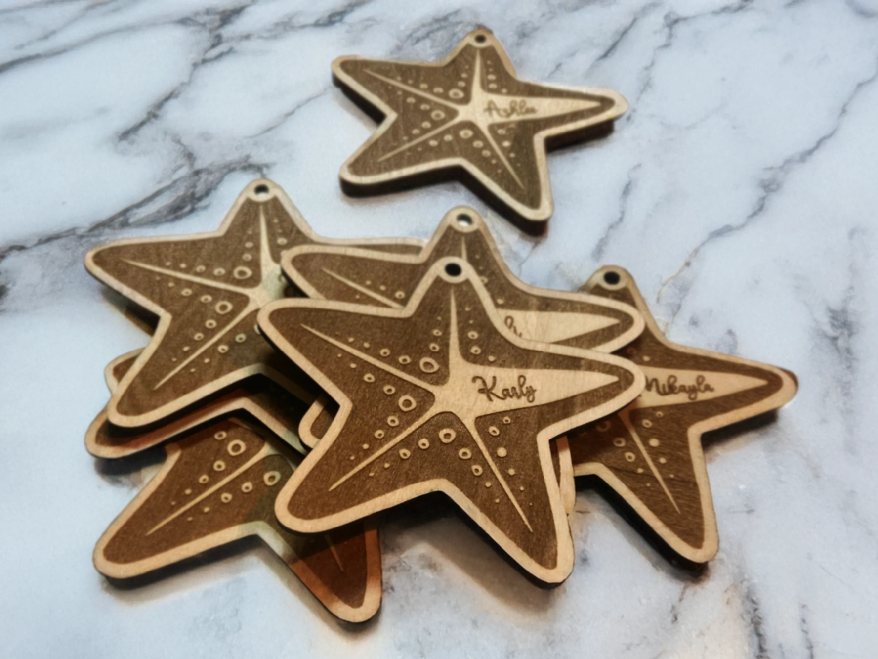 Badge nome personalizzabili a forma di stella marina