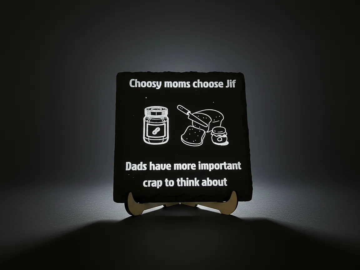 Square Slate Coaster: Dads, Moms, and Peanut Butter Quote father's day gift design