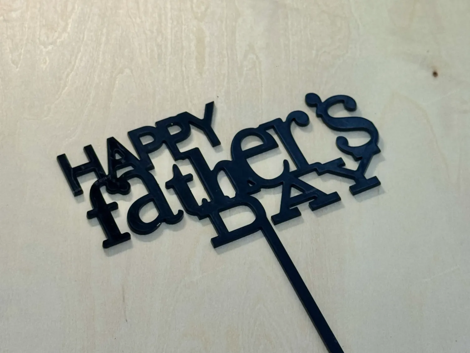 Black acrylic Father's Day cake topper