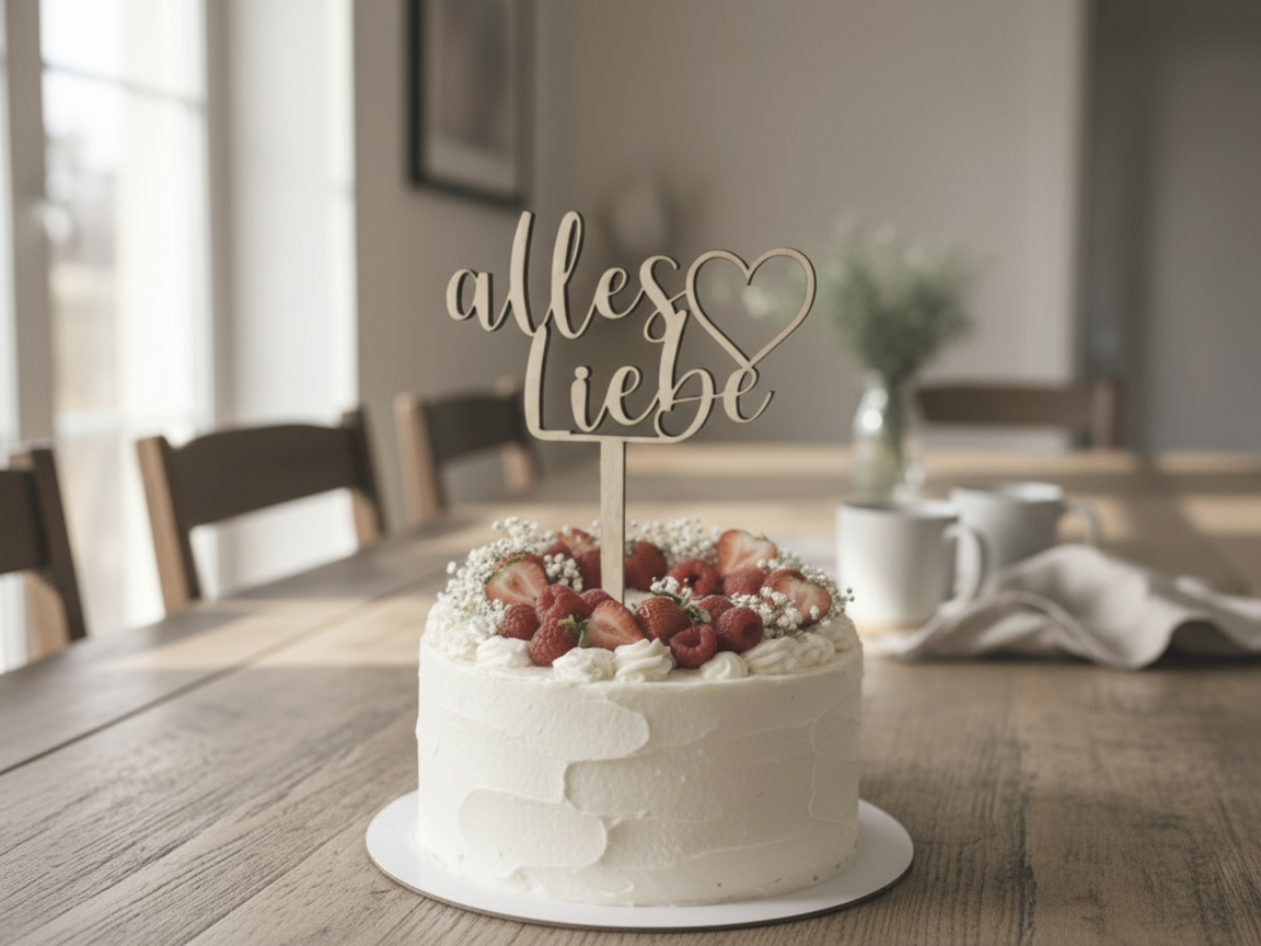 Alles Liebe cake topper