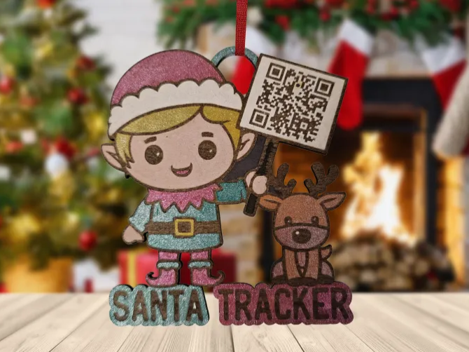 Santa Tracker Ornament laser cut design