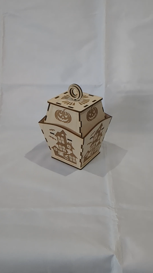 [Laser cut and engrave] Halloween Gift Box, Laser Cut Craft, Pumpkin Halloween Pattern. Vector template, laser Machines File, Party Decor.