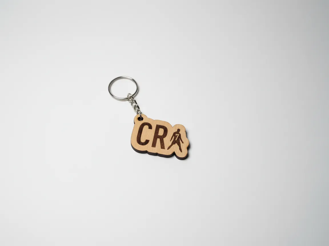 Cristiano Ronaldo CR7 wooden football keychain design