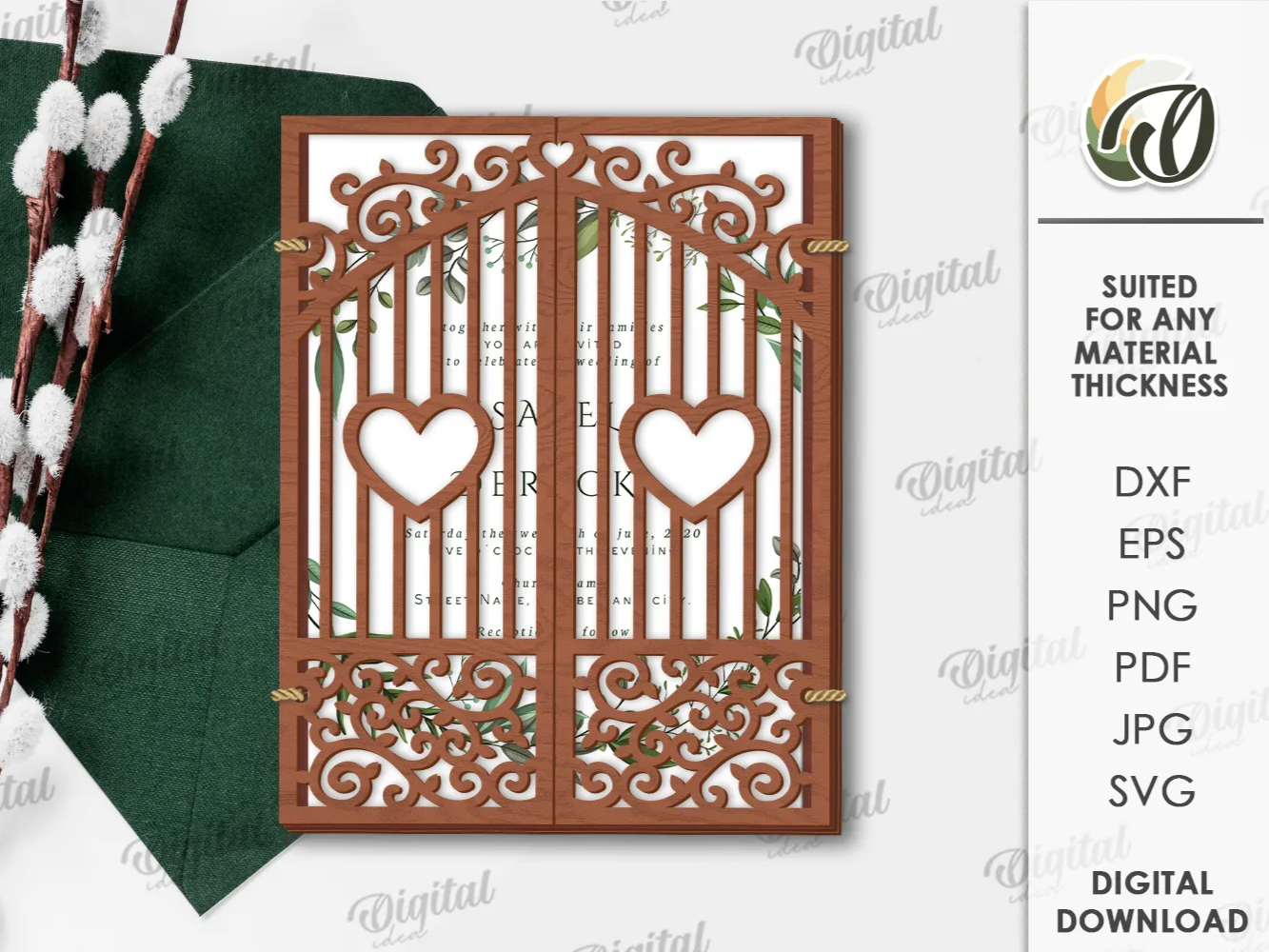 Gate-Fold Card with Wooden Envelope birthday invitation card idea