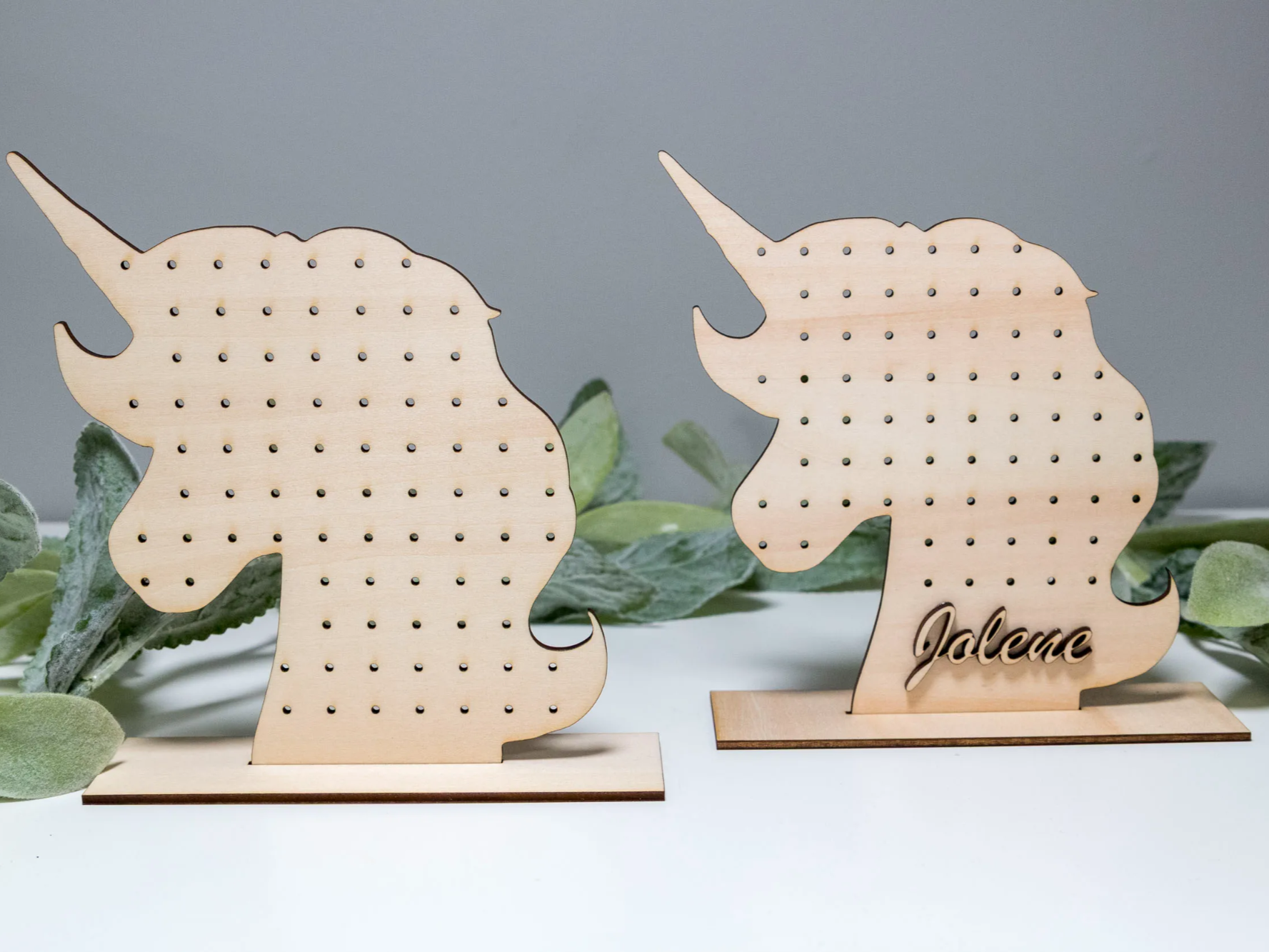 Wooden unicorn-shaped earring and jewelry display stand