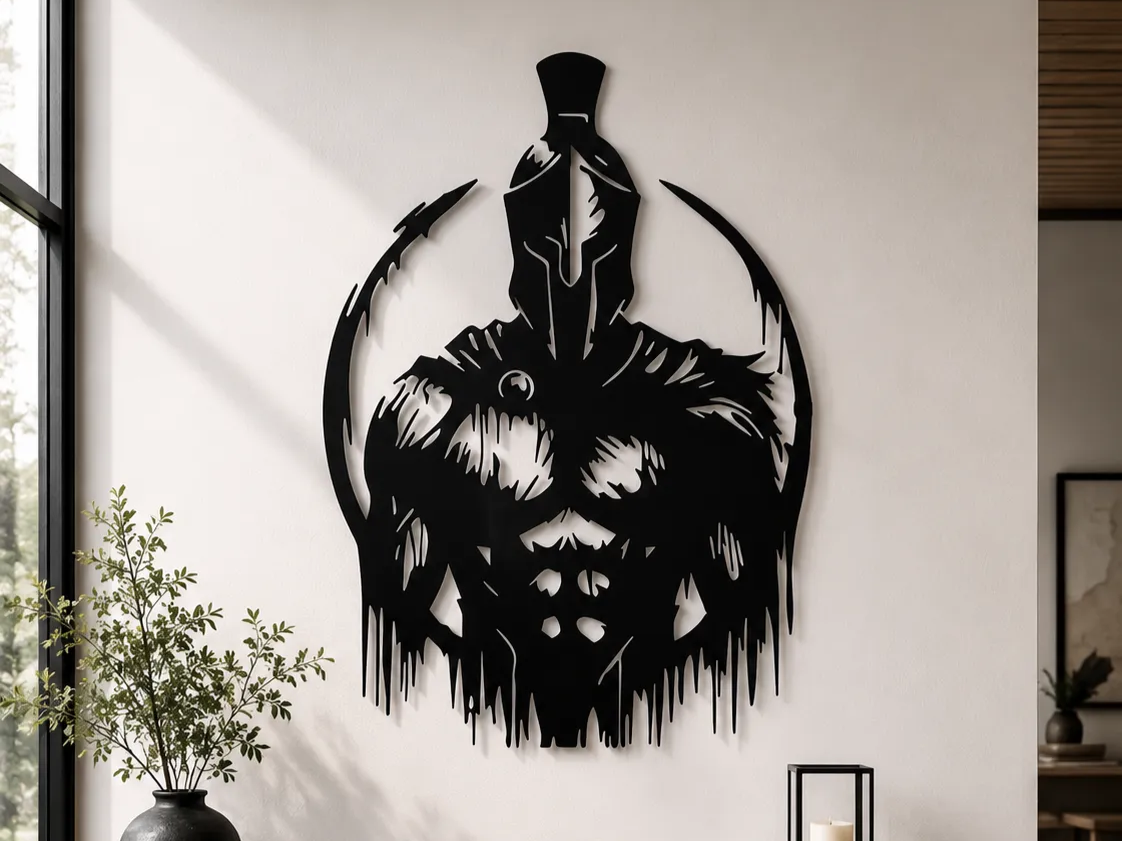 Spartan Warrior Wall Art SVG, Spartan Helmet Metal Wall Decor, Gladiator Laser Cut File, G