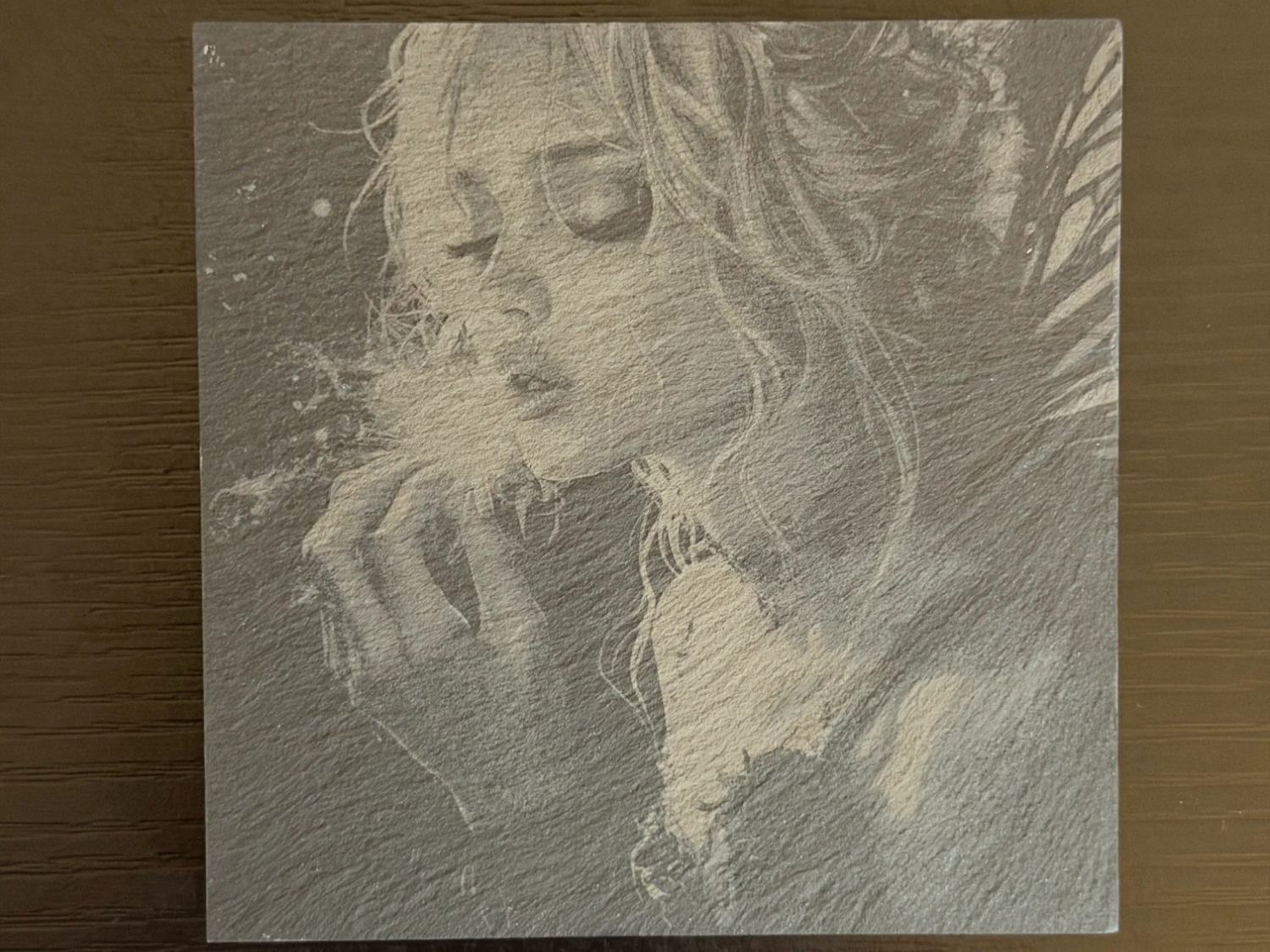 Engraved Slate Portrait Coaster gift for her design