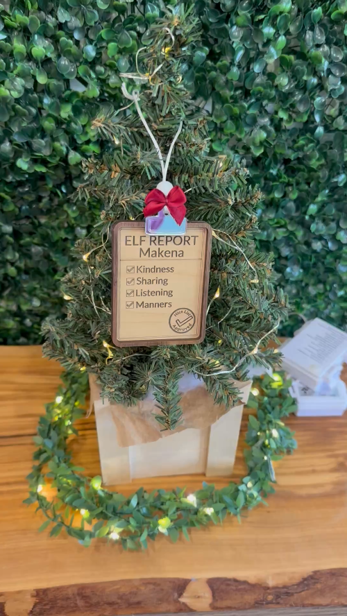 [Laser cut and engrave] Elf Report Ornament – Digital File (SVG & XCS)