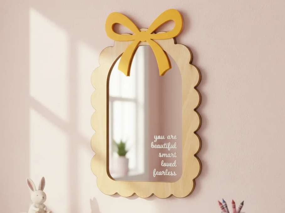 Affirmation Wall Mirror with Bow gift for her design