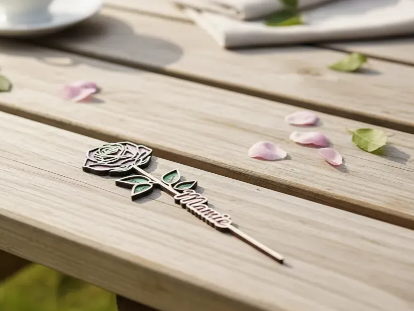 Wooden Rose Keepsake with Grandkids' Names gift design