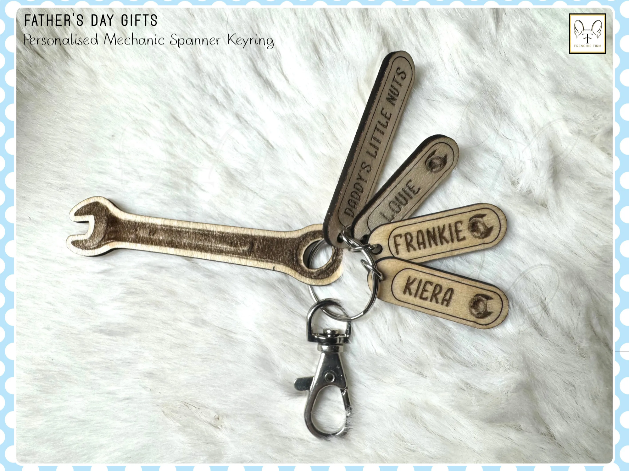 Father's Day Car Mechanic Spanner &amp; Nuts Keyring father's day gift design