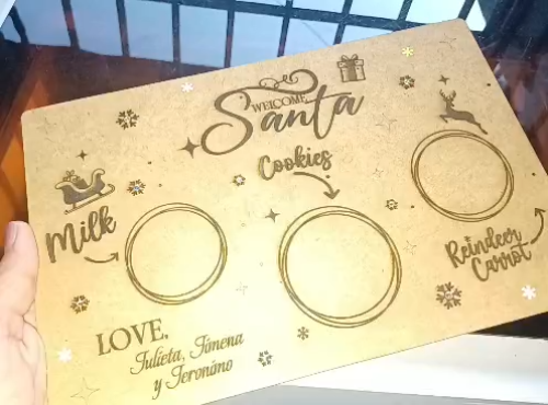 [Laser cut and engrave] Christmas tray for Santa Claus
