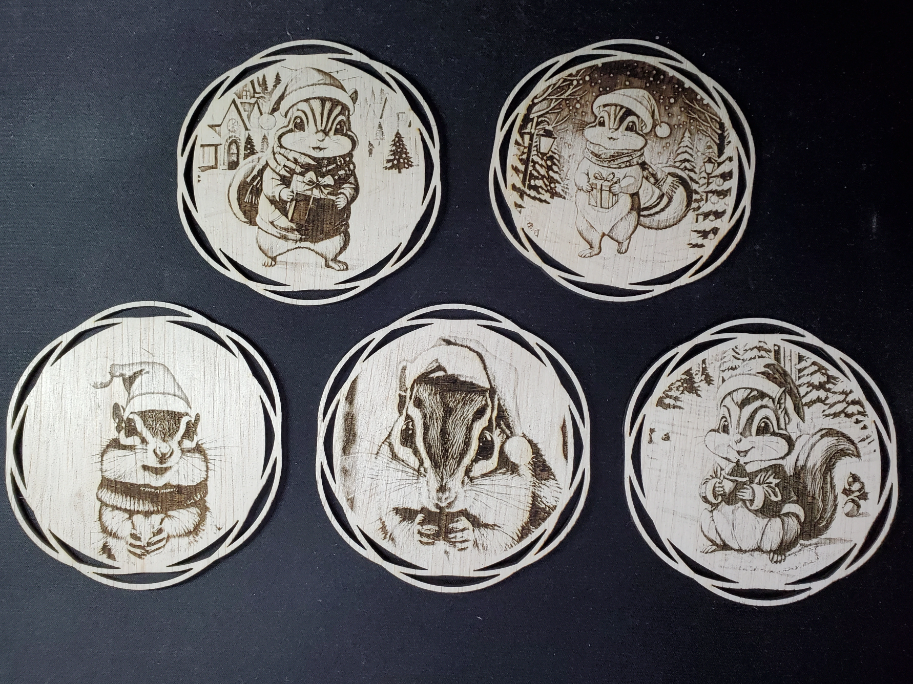 Christmas Chipmunk Coaster Set