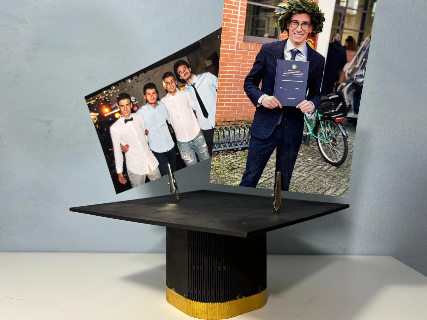 Graduation photo holder with metal clips display stand gift for her
