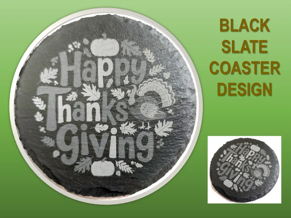 Dessous de verre en ardoise noire pour Thanksgiving – design de cadeau de Thanksgiving