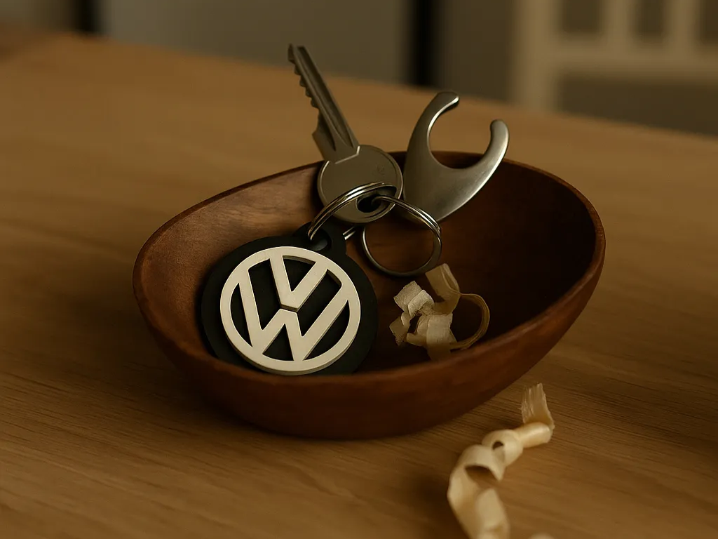 VW Logo Wooden Keychain gift idea