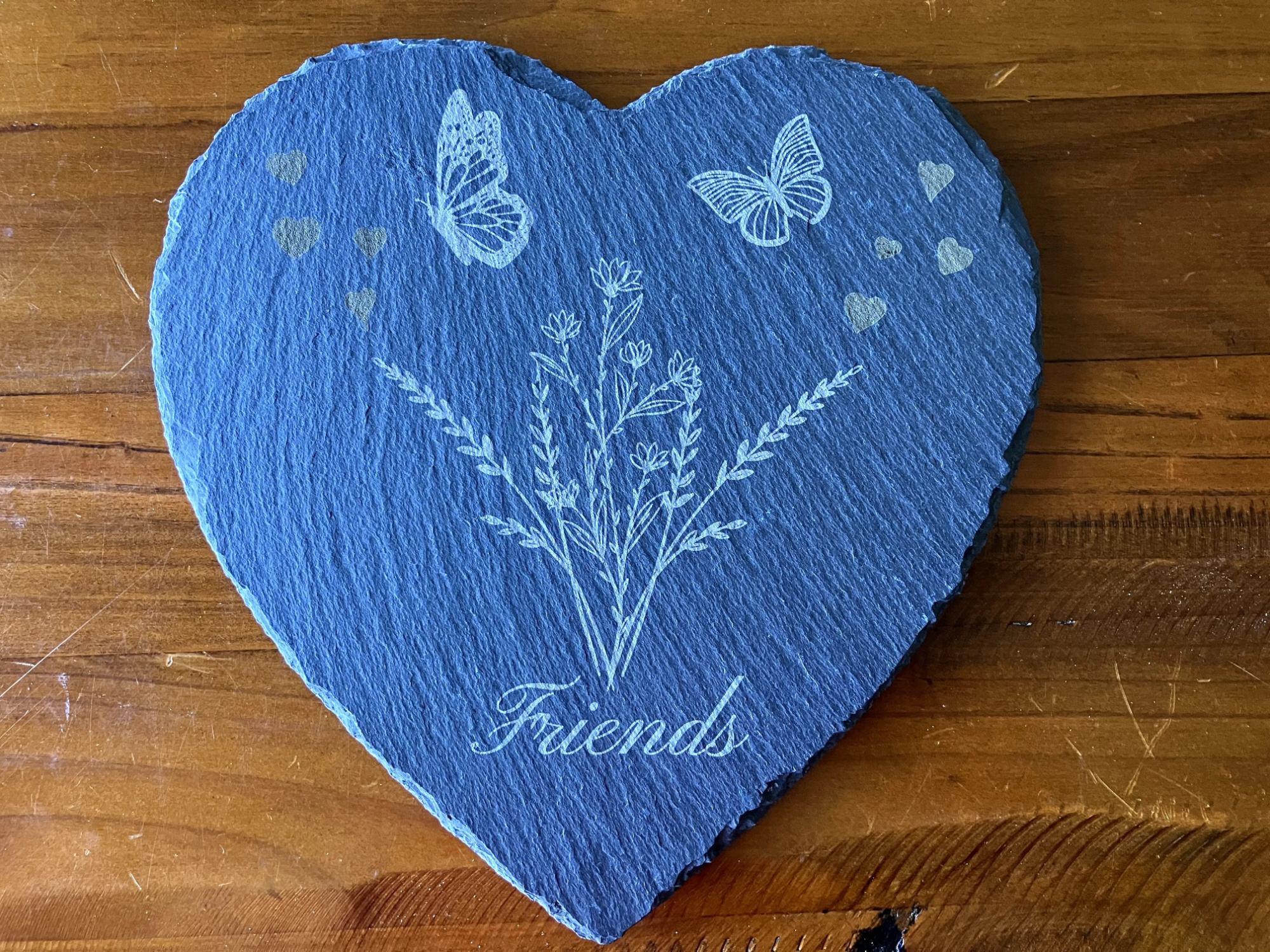 Heart-Shaped Slate Decoration with Friends Text gift design