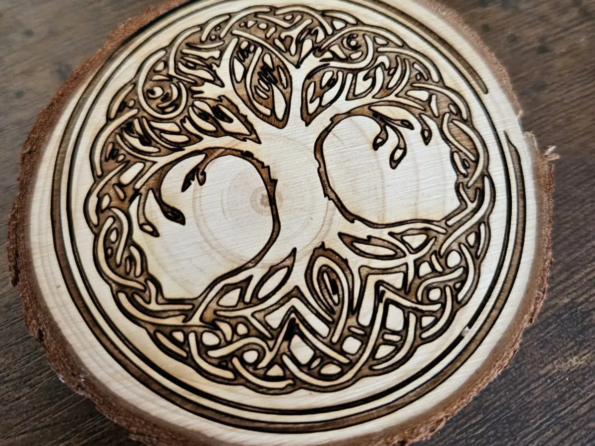 Tree of Life Celtic Knot Wood Slice Coaster