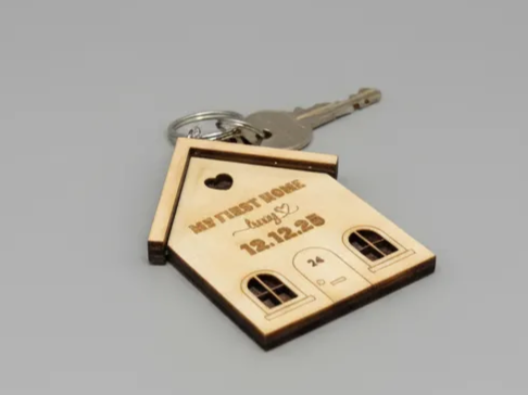 Layered New Home Keyring wood keychain idea