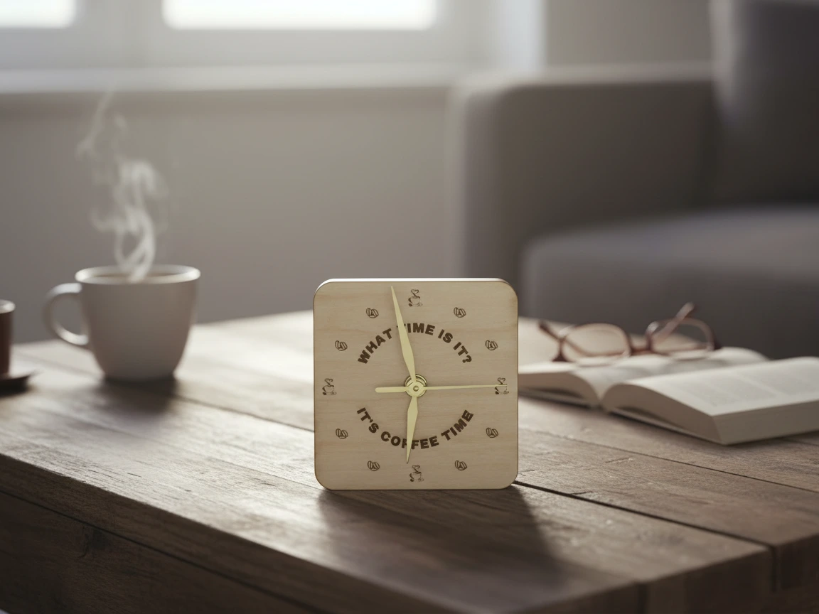 Coffee Time Clock laser cut desk clock idea