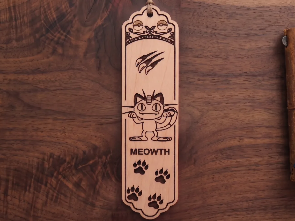Meowth Pokémon Character Wooden Bookmark bookmark design