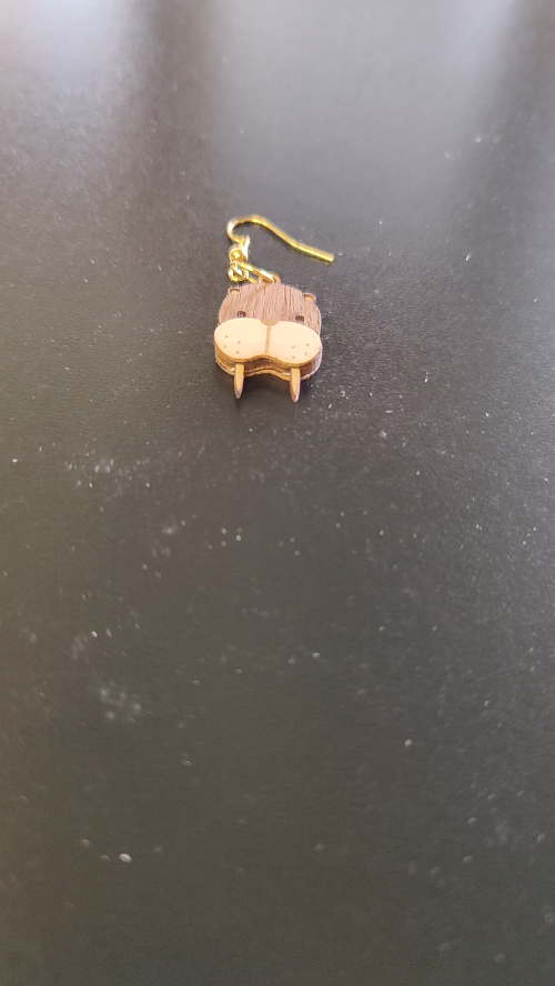 [Laser cut and engrave] Walrus stud & drop multi-layer veneer earrings