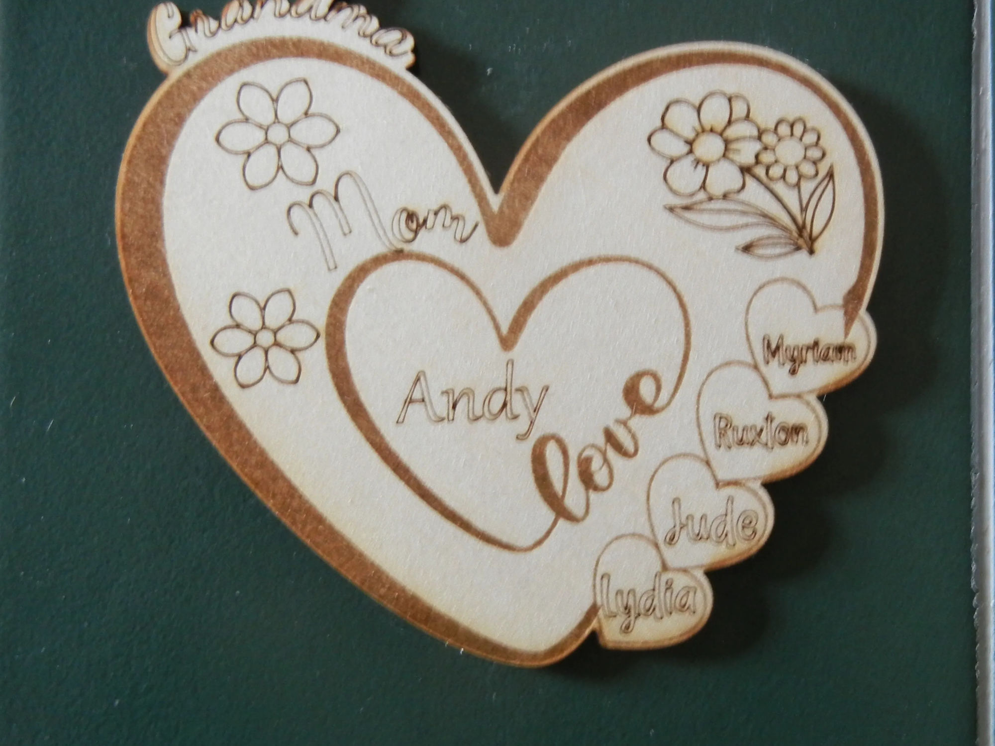 Personalized Wooden Heart for Grandma & Mom gift design