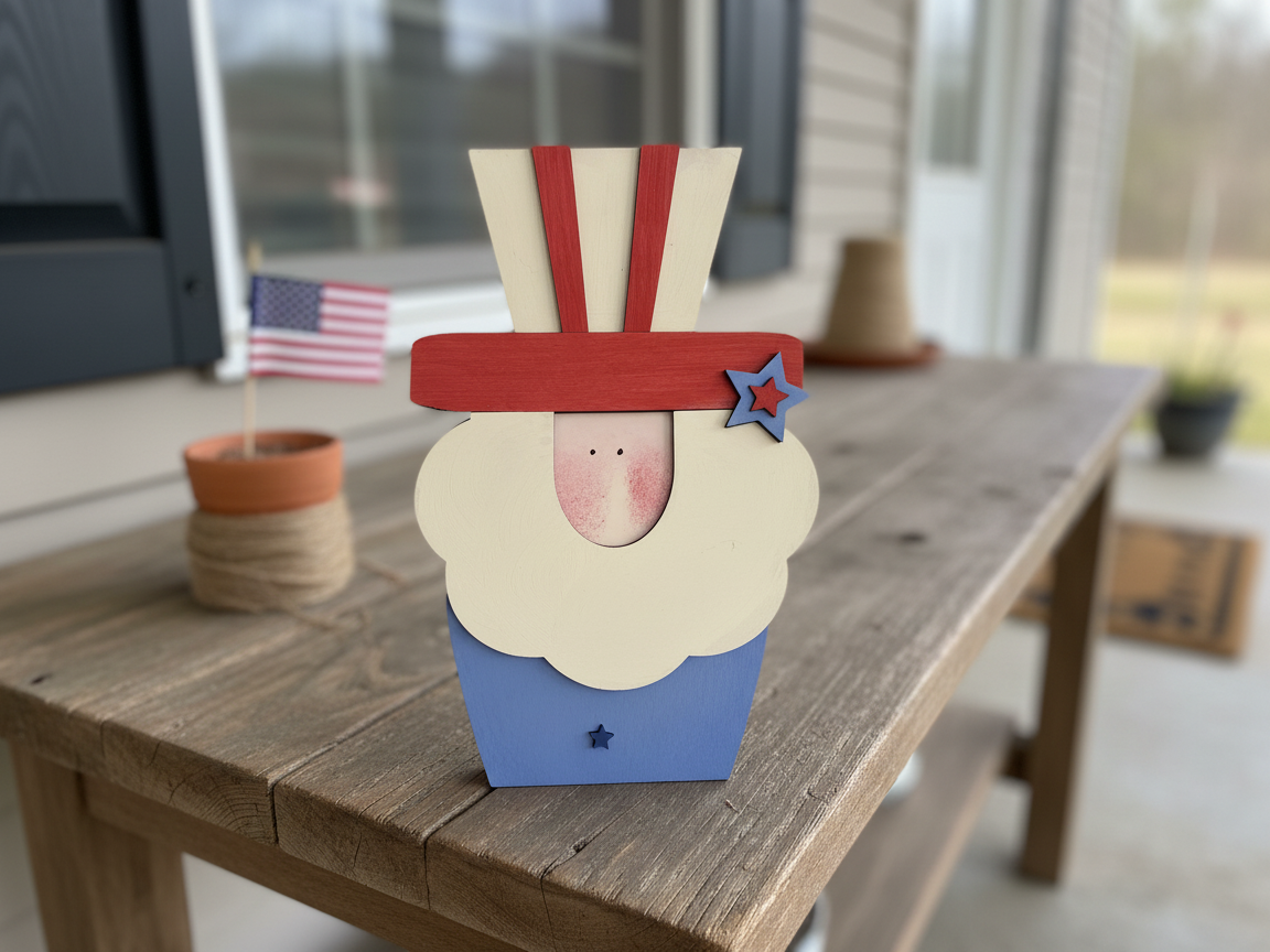Patriotic Uncle Sam Hat Tabletop Figure — free patriotic laser/print project file on Atomm