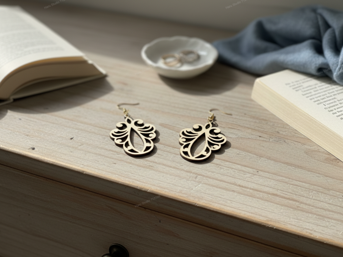 Filigree Teardrop Wooden Earrings earring design