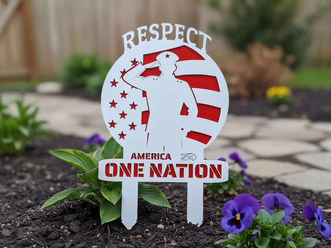 Respect One Nation America Patriotic Soldier Garden Stake — free patriotic laser/print project file on Atomm