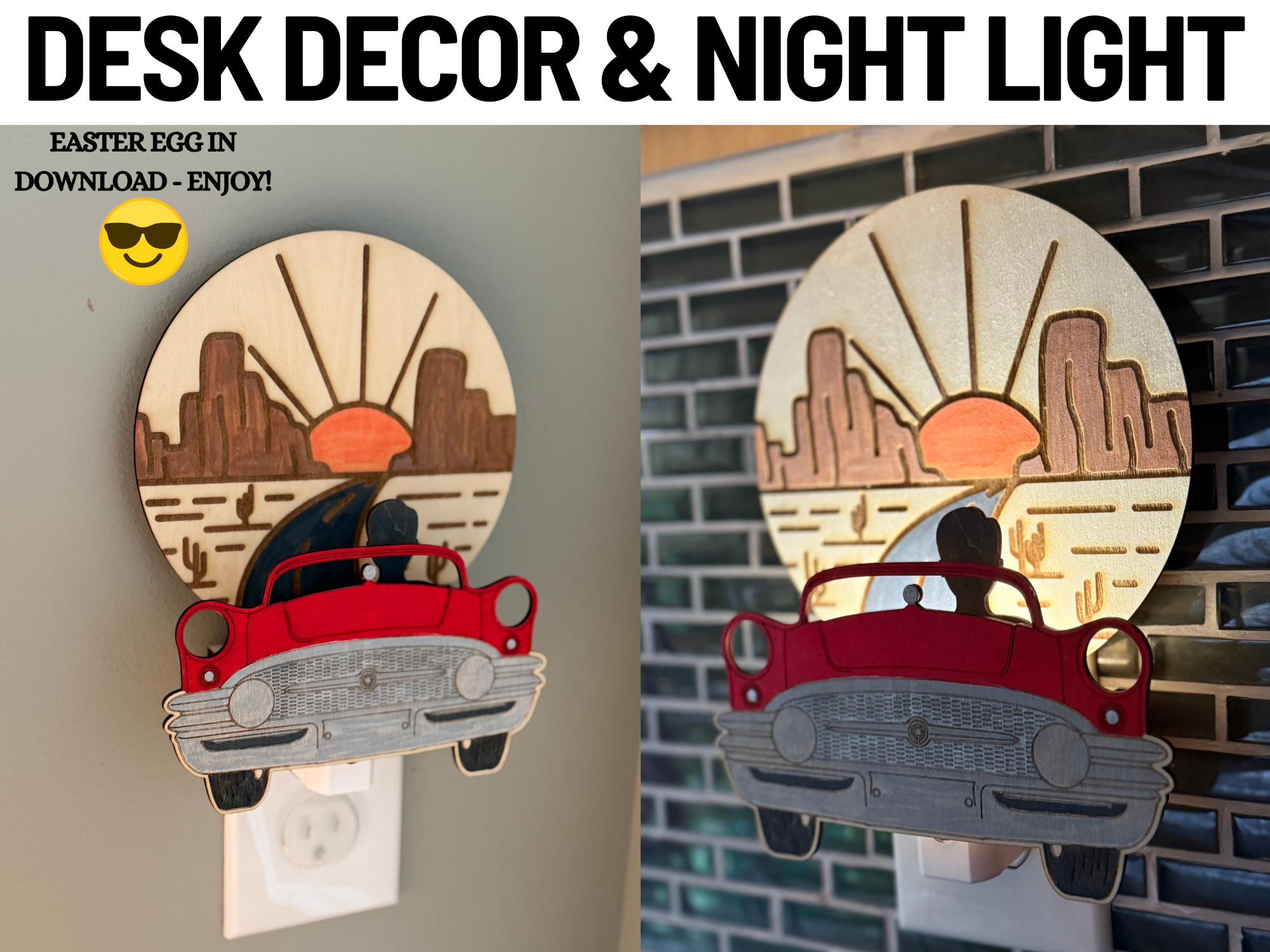 Desk Decoration &amp; Night Light: Classic Car Themed father's day gift design