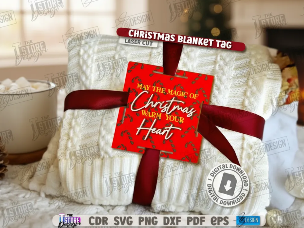 Christmas Blanket Tag with Warm Heart Message christmas gift design
